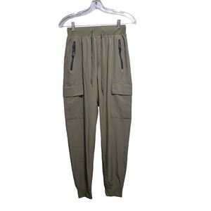 LIBIN Womens Olive Green Cargo Jogger Pants Elastic Waist‎ Pockets Hiking S